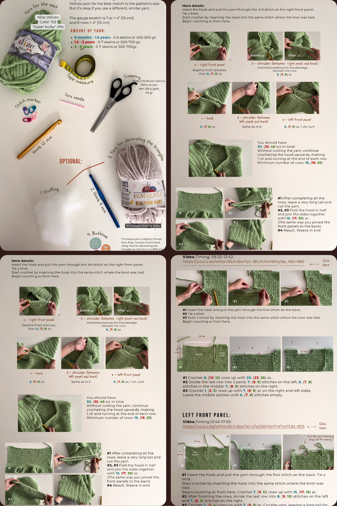 Crochet Dinosaur Vest Pattern for Children